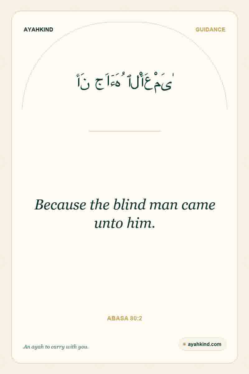 Because the blind man came unto him. — Abasa 80:2