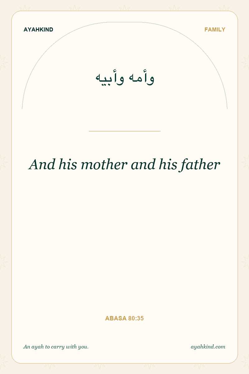 And his mother and his father — Abasa 80:35