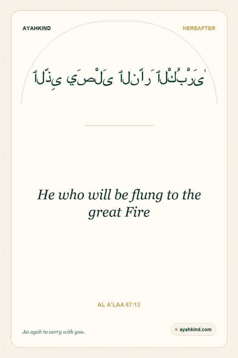 He who will be flung to the great Fire — Al A'laa 87:12