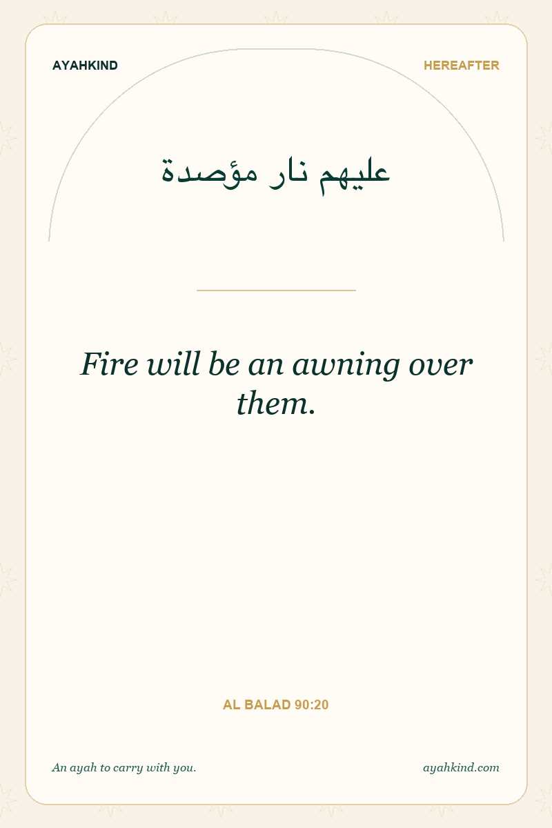 Fire will be an awning over them. — Al Balad 90:20