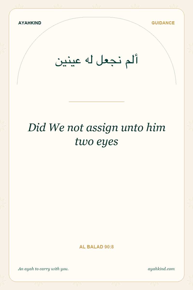Did We not assign unto him two eyes — Al Balad 90:8