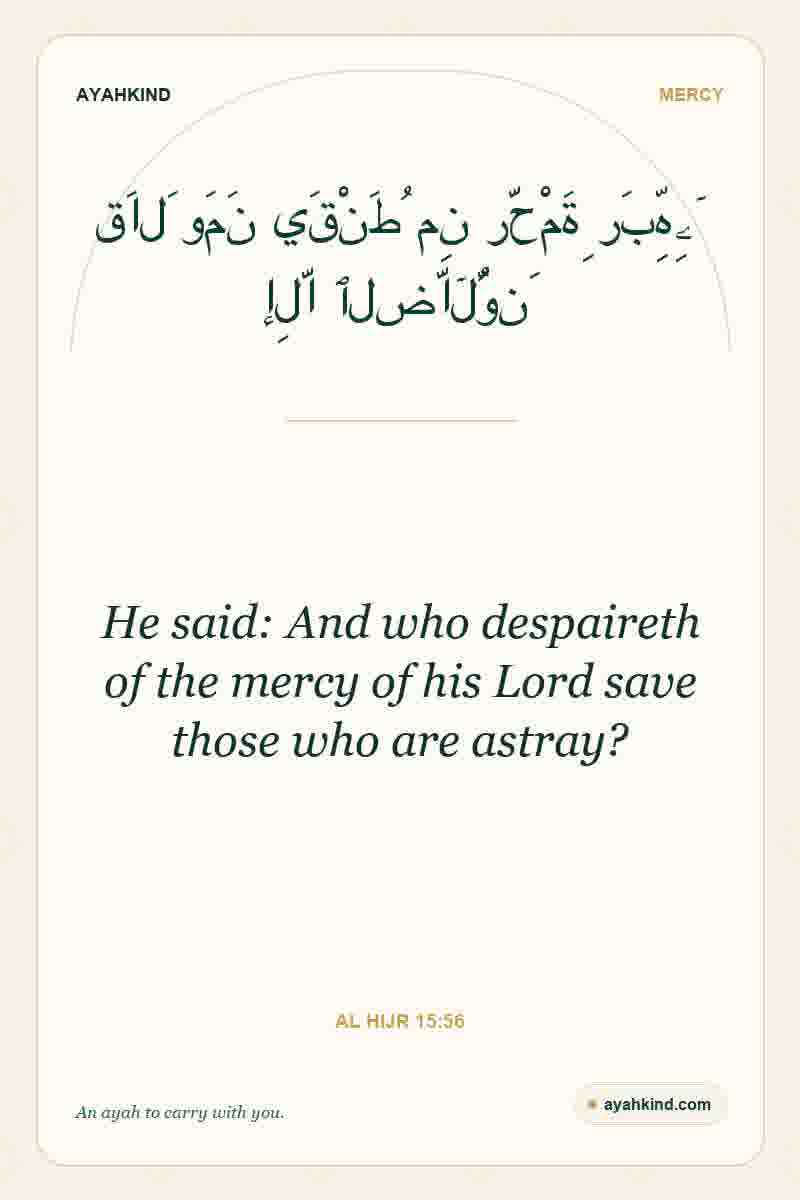 He said: And who despaireth of the mercy of his Lord save those who are astray? — Al Hijr 15:56