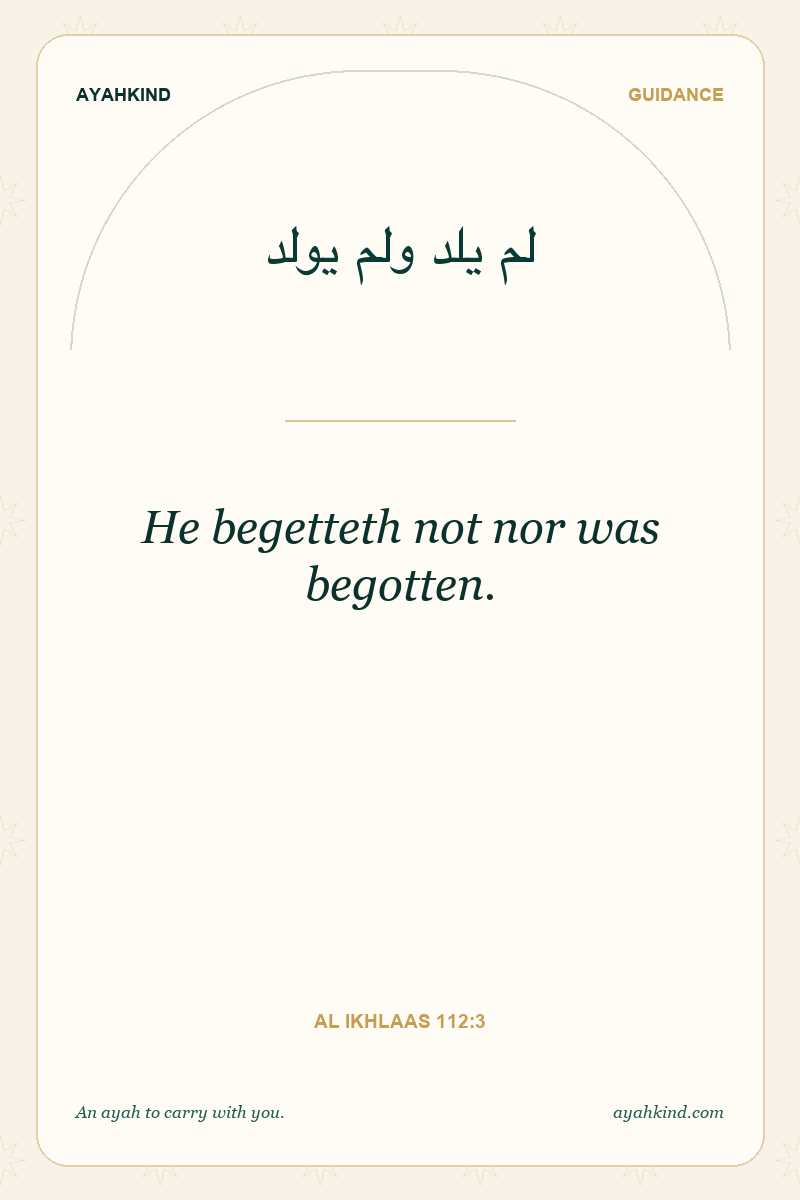 He begetteth not nor was begotten. — Al Ikhlaas 112:3