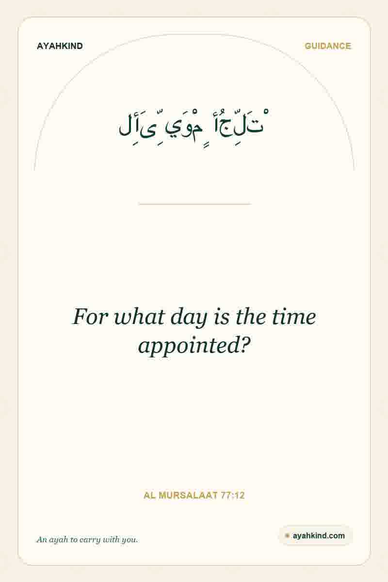 For what day is the time appointed? — Al Mursalaat 77:12