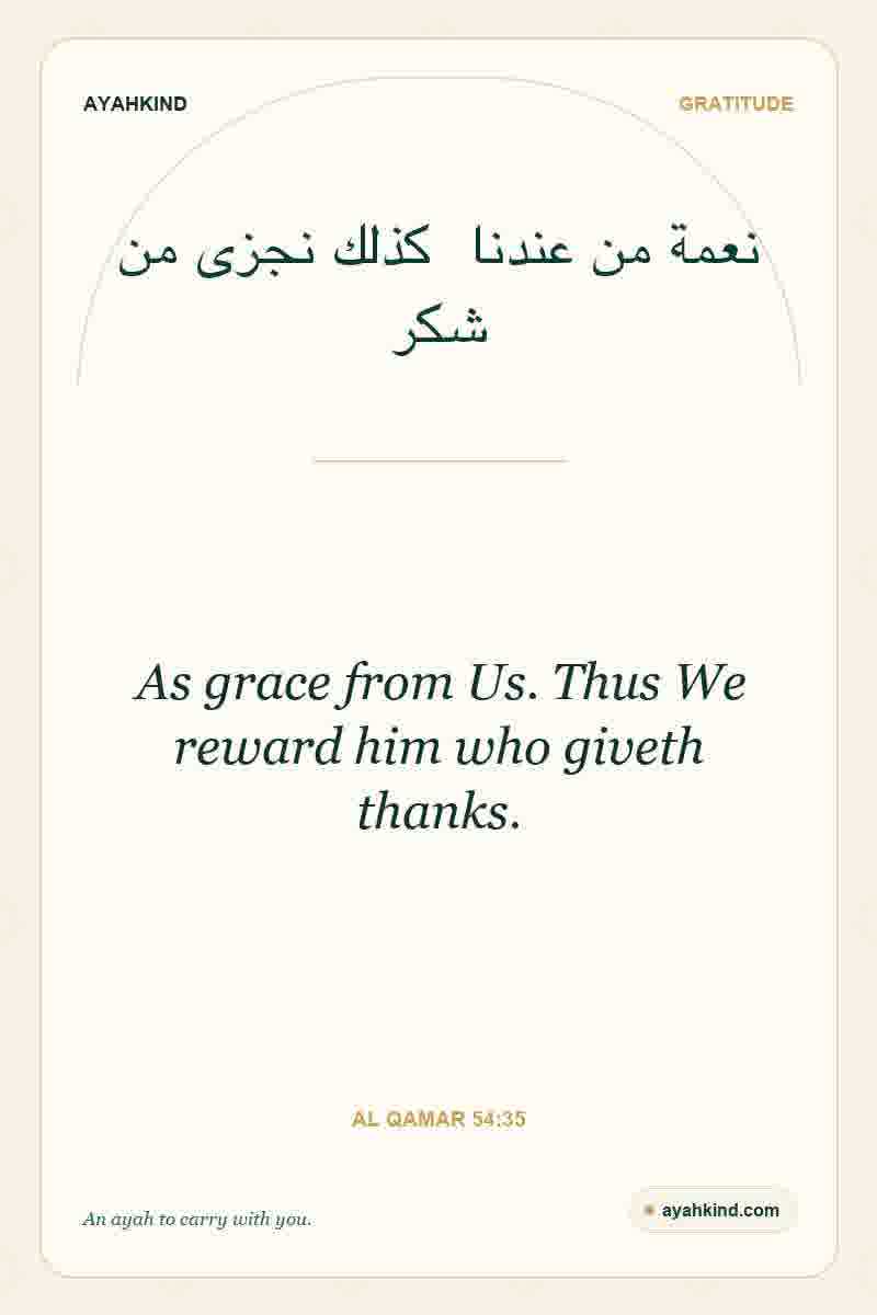 As grace from Us. Thus We reward him who giveth thanks. — Al Qamar 54:35