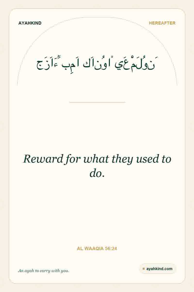 Reward for what they used to do. — Al Waaqia 56:24