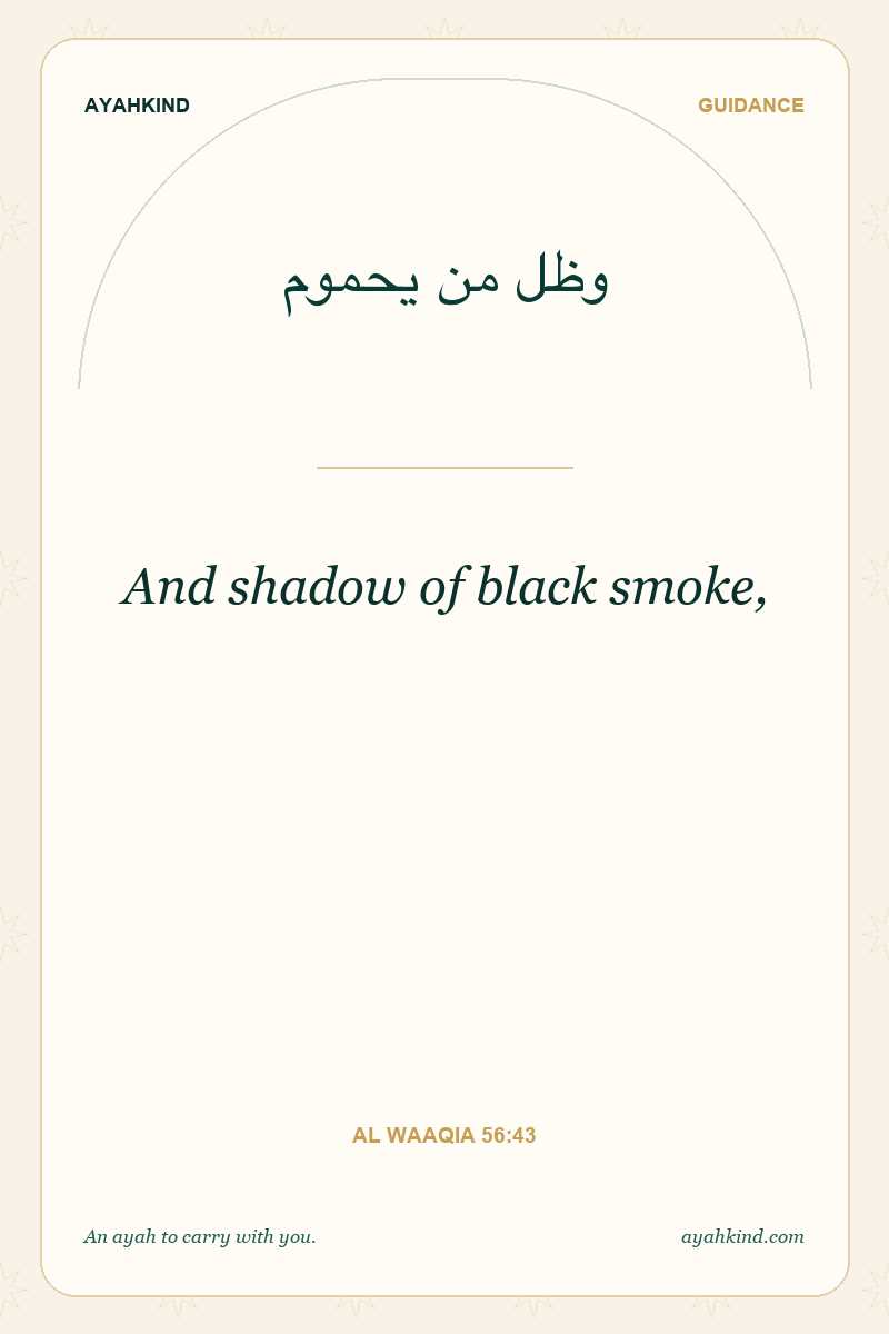 And shadow of black smoke, — Al Waaqia 56:43