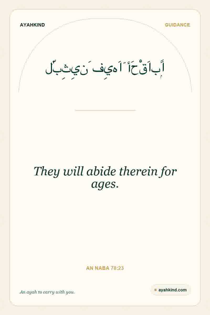 They will abide therein for ages. — An Naba 78:23