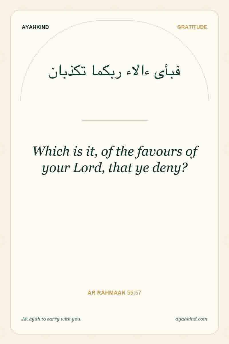 Which is it, of the favours of your Lord, that ye deny? — Ar Rahmaan 55:57