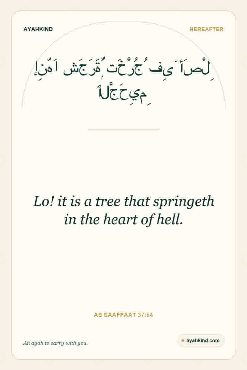 Lo! it is a tree that springeth in the heart of hell. — As Saaffaat 37:64