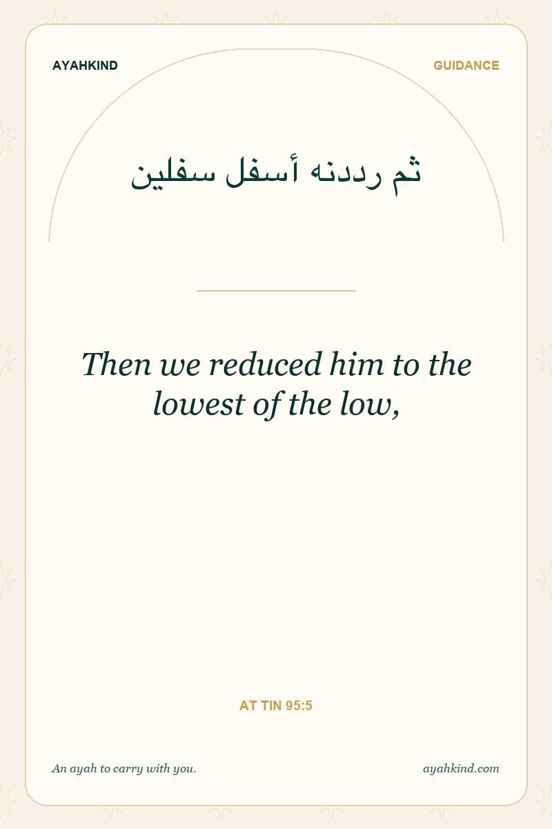 Then we reduced him to the lowest of the low, — At Tin 95:5