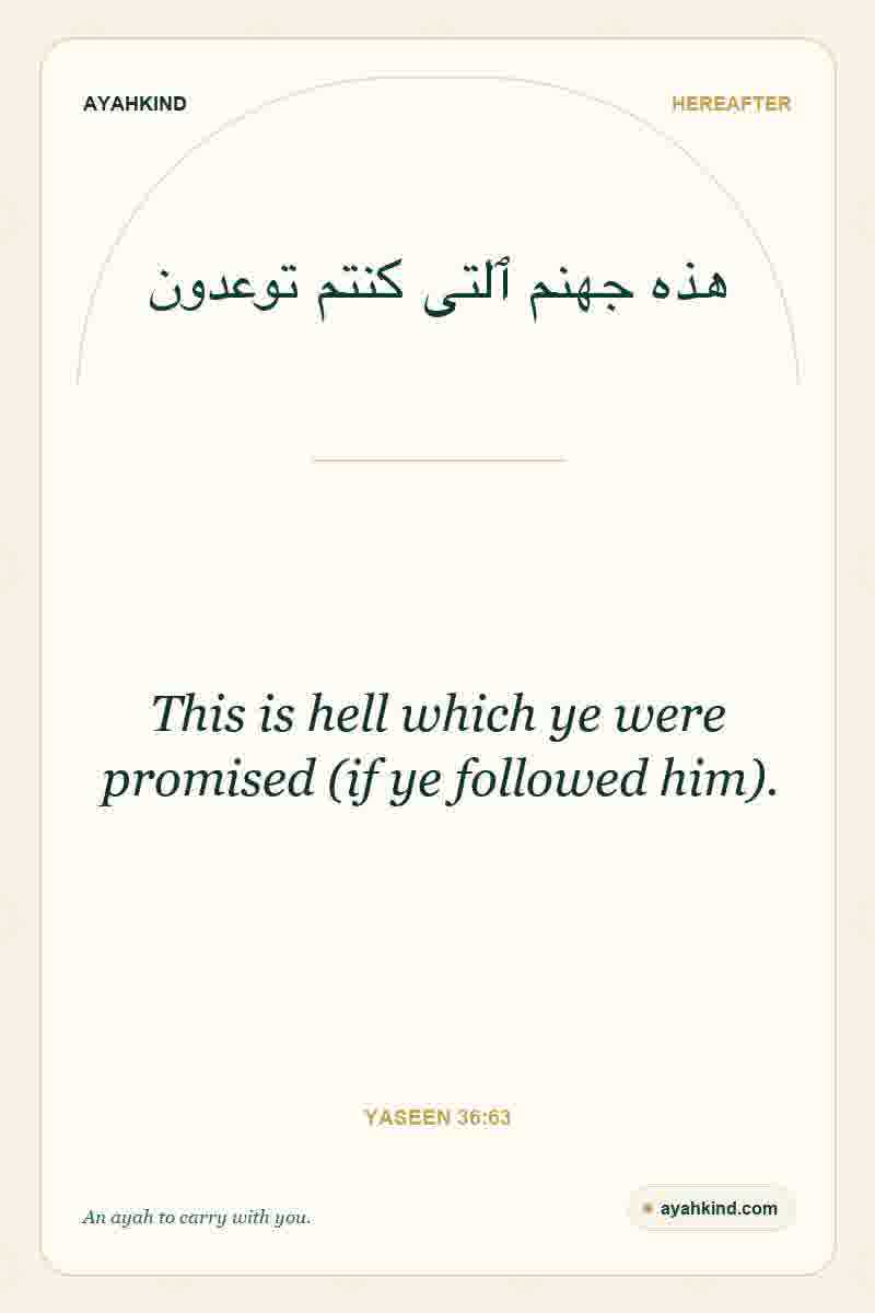 This is hell which ye were promised (if ye followed him). — Yaseen 36:63